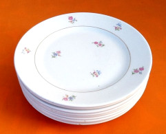 Années 1930  9 Assiettes Fromage / Dessert  Faïence à Décor Floral - Autres & Non Classés