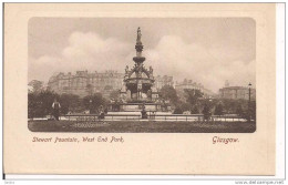 Scotland Glasgow Stewart Fountain West End Park .,CARD ILLUSTRATED, BLACK AND WHITE, NEW, ANIMATED, SMALL SIZE 9 X 14, - Lanarkshire / Glasgow