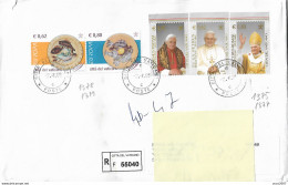 " Pontificato Di Benedetto XVI -Europa " VATICANO 2005 (s1375/1379)-serie Completa Su Busta RACCOMANDATA Viaggiata 2005- - Lettres & Documents