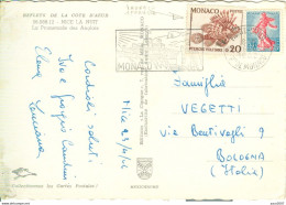 MONACO-FRANCIA, AFFRANCATURA MISTA 20+20 - 1962 - POSTE MONACO TARGHETTA-BOLOGNA -NICE LA NUIT COLORI - - Cartas & Documentos