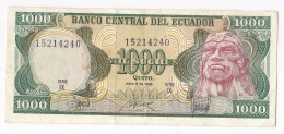 Equateur 1000 Sucres 1988 , Serie IX N°15214240, Billet Neuf - UNC - Ecuador