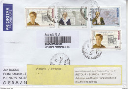 ROMANIA : WOMEN INVENTORS Set On Registered Cover Returned From Germany To ROMANIA #586729516 - Registered Shipping! - Cartas & Documentos