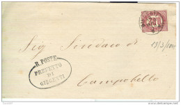 SRVIZIO DI STATO Cent.0,02,SU PLICO PREFETTURA DI GIRGENTI (AGRIGENTO),1875,PER CAMPOBELLO, - Dienstzegels