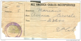 ALL AMERICA CABLES INCORPORATED, 1926, THESOURO  NACIONAL 600 - Télégraphes