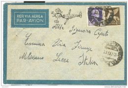 PM 23,GRECIA,  LETTERA Cent. 50+50, VIA AEREA  PER  MELISSANO , 1943, FIGURA AEREO PUNTEGGIATA,VALORI GEMELLI - Ionian Islands