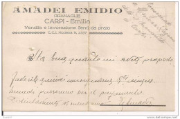 AMADEI - CARPI - CARTOLINA COMMERCIALE  VIAGGIATA  IN BUSTA -  1930 - - Carpi