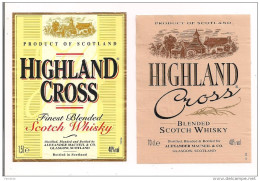 Etiquettes Décollée Highland Cross  Blended Scotch Whisky  -Ecosse - - Whisky