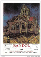 Etiquette BANDOL 1994 - Série  Van Gogh  : L'Eglise D'Auvers S/Oise 1890 -- - Art