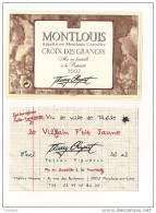 2 étiquettes  Montlouis 2002  Croix Des Granges Et Le Vilain P'tit Jaune T.Chaput à Montlouis Sur Loire - White Wines