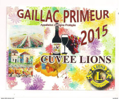 étiquette - Gaillac Primeur 2015 - Cuvée Lions - Lions International - - Gaillac