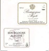 2 étiquettes  Bourgogne  Aligoté 1994 Domaine Robert Size, St Martin Montaigu  Et 1995 Alain Berthault, Moroges - - Bergerac