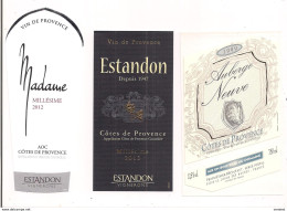 étiquettes De Côtes De Provence  "Madame" 2012 Et Millésime 2013 D'Estandon - Auberge Neuve 1999 S.Portal à La Londe - - Rosés