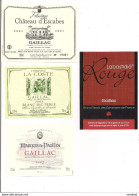 4 étiquettes - Gaillac Château D'Escabes 2001, La Coste Blanc Perlé 2003, Marquis De Paullin 2007 Et Labasttidié - - Gaillac