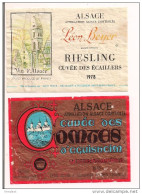 Etiquettes Vin D'Alsace Léon Beyer1978  Riesling Cuvée Des écaillers Et Cuvée Des Combes Gewurztraminer- En L'état - - Riesling