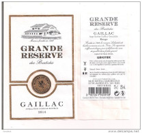 Etiquette  Décollée GAILLAC Rouge 2014 - Grande Réserve Des Bastides - Labastide De Levis - - Gaillac