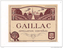 Etiquette Vin GAILLAC - Appellation Contrôlée - Imp. E.Cuvelier - - Gaillac