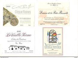4 étiquettes Côtes Du Ventoux 2000 Cante Perdrix,Domaine Petite Biscarelle,Vieille Ferme Et Primeur - - Côtes Du Ventoux