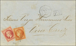 Ancre / N° 32 + N° 48 Superbe Nuance Proche Du Rouge Sang Cachet Octo ST THOMAS / * 2 OCT. 71 Sur Lettre 2 Ports Achemin - 1870 Bordeaux Printing