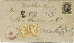 Mexique 10 Centavos + Ancre / N° 56 Paire Càd Octo 1 MEXIQUE 1 / * 20 DEC. 75 + Càd Octo VERA CRUZ / PAQ. FR B N° 1 Sur  - 1871-1875 Ceres