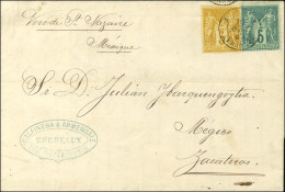 Càd BORDEAUX / ETRANGER / N° 75 + N° 86 Sur Imprimé Complet Pour Zacatecas (Mexique). 1880. - SUP. - RR. - 1876-1878 Sage (Type I)