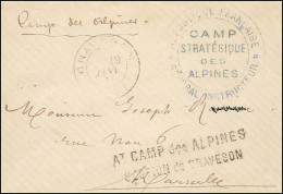 Càd De Fortune GRAVESON Sur Lettre En Franchise Pour Marseille. Griffe AT CAMP DES ALPINES / SECTION DE GRAVESON Et Cach - Krieg 1870