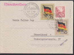 Sassnitz-Trelleorg 27.12.59 F1b Mit Zusatzfrankatur Auf Drucksache, Einschreiben (ohne R-Zettel) - Briefomslagen - Gebruikt