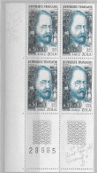 1967 Bloc De 4 Coin Numéroté Emile Zola  Neuf ** N°1511 - 1960-1969