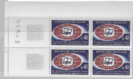 1967 Bloc De 4 Coin Numéroté Radiodiffusion   Neuf ** N°1515 - 1960-1969