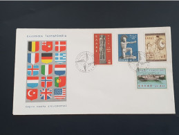 GRECE 1962 Série N°770/773 Sur Lettre Tamponnée "OTAN" Yvert Oblitéré - Cartas & Documentos