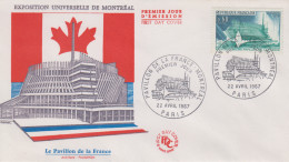 Envelopppe  FDC    1er  Jour   FRANCE   Exposition  Universelle  De  MONTREAL   1967 - 1967 – Montreal (Canada)