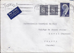 FINLANDE N° 453/291Ax2 S/L. DU 7.8.57 POUR LA FRANCE - Briefe U. Dokumente