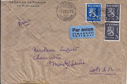 FINLANDE N° 386/291Ax2 S/L. DU 9.6.52 POUR LA FRANCE - Covers & Documents