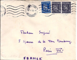 FINLANDE N° 291Ax2/386 S/L. DU 1.1.53 POUR LA FRANCE - Covers & Documents