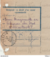 Récépissé De Dépôt D'un Envoi Recommandé Adressé Au Bourgmestre De Nieuport Depuis Tellin Par Slégers-Causard 1952 - Artesanos