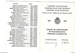 Touring Club Suisse - 1957 -  Pierre De Lagarde Boal - Carte De Sociétaire - Zwitserland