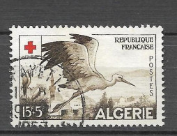 Timbres Oblitérés Algérie, N°344 Yt, Croix Rouge 1957, Cigogne - Gebruikt