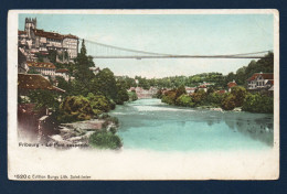Fribourg.  Cathédrale Saint-Nicolas ( 1924) Et Pont Suspendu Sur La Sarine ( 1834 ). Ca 1900 - Fribourg