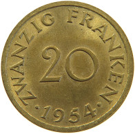 SAARLAND 20 FRANKEN 1954  #MA 067901 - 20 Franken