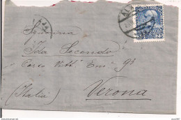 OCCUPAZOPNE  AUSTRO-UNGARICA,HELLER 25, LETTERA VIAGGIATA 1911, TIMBRO POSTE  ALA (TRENTO),VERONA, - Trento & Trieste