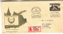 Finlande - Lettre Recom De 1957 - Oblit Helsinki - église - Valeur 7,50 Euros - Brieven En Documenten
