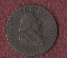 Half Penny 1795 Farthing Token Advertising Jetons Gettoni Fred. Duke Of York - Andere & Zonder Classificatie