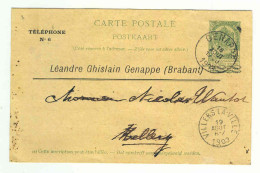 Entier Préimprimé L.GHISLAIN GENAPPE à MELLERY(VILLERS LA VILLE) 1903  -  Téléphone 6  --  1784 - Postcards 1871-1909