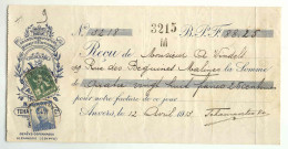 Facture Et Reçu PELLENS ANVERS 1913 CIGARETTES EGYPTIENNES Médailles EXPOSITIONS --619 - Tobacco