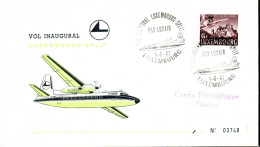 Luxembourg , Luxemburg , 4-6-1967, FDC -Vol Inaugural Luxembourg-Split, Timbre MI 408,GESTEMPELT - Lettres & Documents