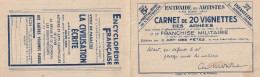 France Franchise Militaire N°10A - Couverture De Carnet (vide) - TB - Militaire Zegels