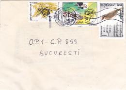 INSECT, SNAKE, BIRD, STAMPS ON COVER, 2000, ROMANIA - Cartas & Documentos