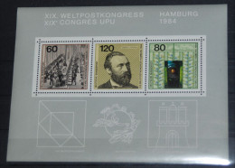 GERMANY 1984, Universal Postal Congress Hamburg, Mi #B19, Miniature Sheet, MNH** - 1981-1990
