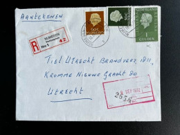 NETHERLANDS 1972 REGISTERED LETTER NIJMEGEN STATIONSPLEIN TO UTRECHT 18-09-1972 NEDERLAND AANGETEKEND - Briefe U. Dokumente