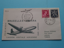 BRUXELLES - ANKARA ( N° 231 ) Liaison Postale AERIENNE Par SABENA1958 ( Voir / See Photo ) Edit. RODAN Turquie ! - 1951-1960