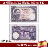 C2185.1# España 1954. 25 Pts. Estado Español (UNC) P-147a - 25 Peseten